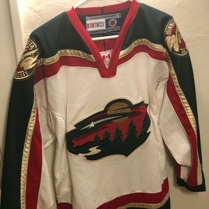 Official White CCM NHL Wild Hockey Jersey